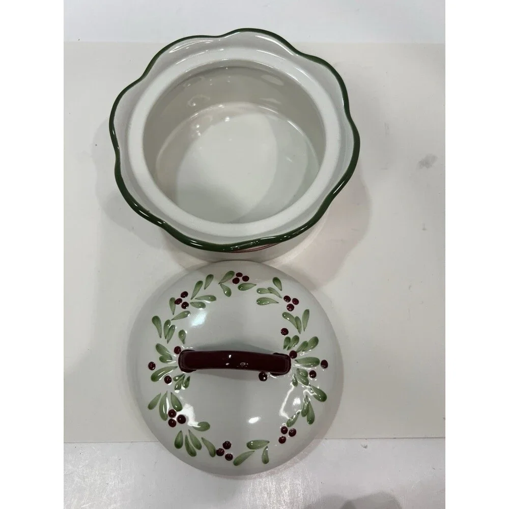 Nikko Holiday Hearth Christmas Bowl Candy Dish Lid Trinket Box 5